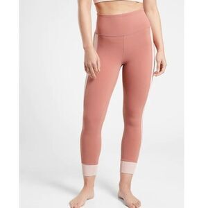 Athleta Elation Rib Trim High Rise 7/8 Tight Leggings Palermo/ Orchid Pink S